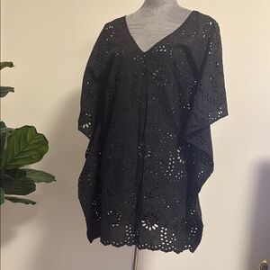 Black Eyelet Kimono Swim Coverup